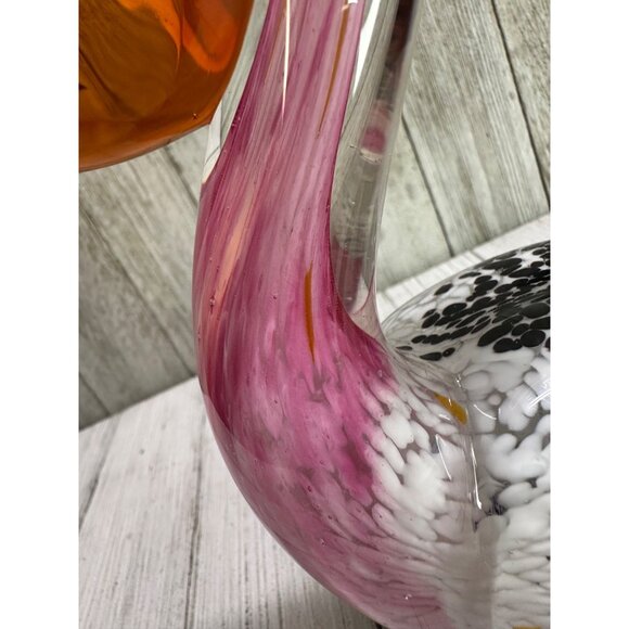 Vtg Hand Blown Art Glass Pelican Bird w/ Fish Figurine Paper Weight 6.5" Tall - Picture 12 of 13